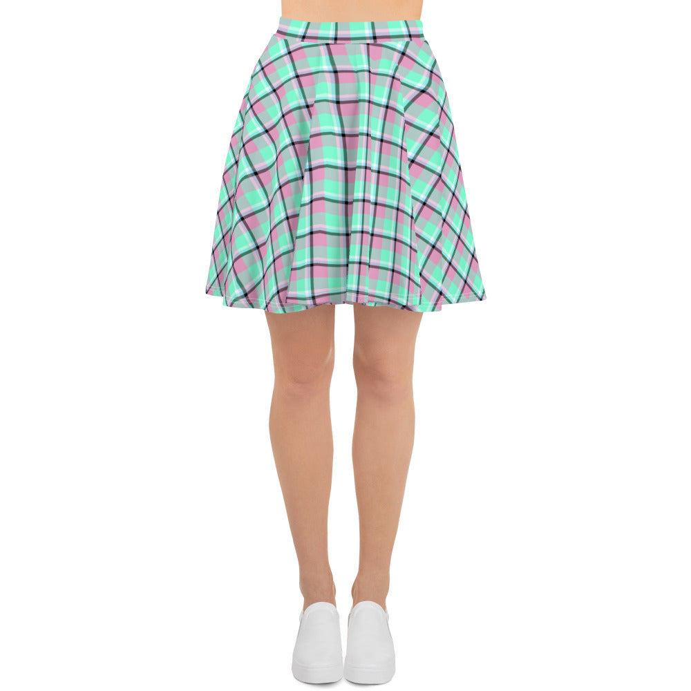 Minty Fresh Plaid Skater Skirt