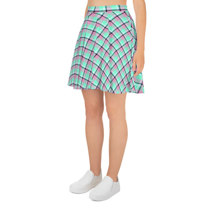 Minty Fresh Plaid Skater Skirt