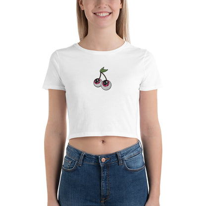 Eyeball Cherries Embroidered Crop Tee